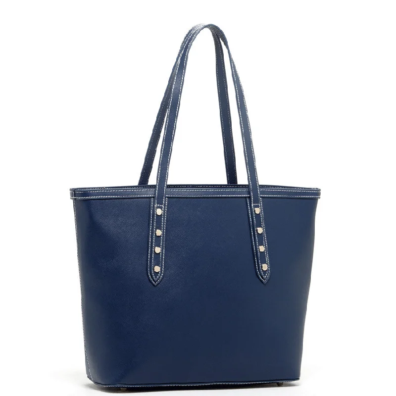 Susu Blue Leather Shoulder Tote Bag