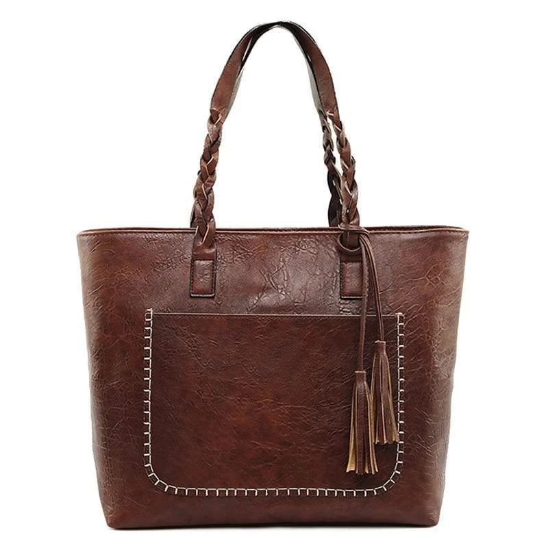 Vintage Handbag Women  Leather Shoulder Tote Bag