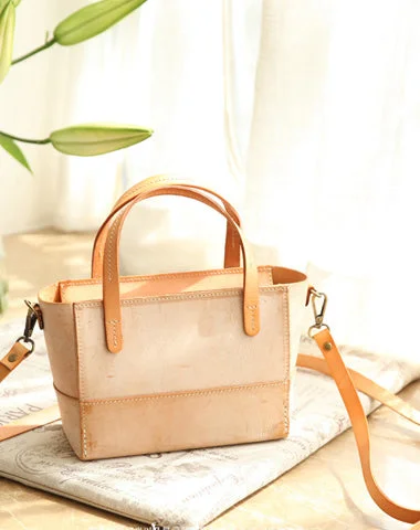 Vintage Womens Beige Leather Handbag Tote Purse Tote Handmade Shopper Side Tote Bag for Men