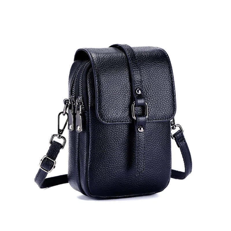 Elegant Leather Vertical Shoulder Crossbody Bag